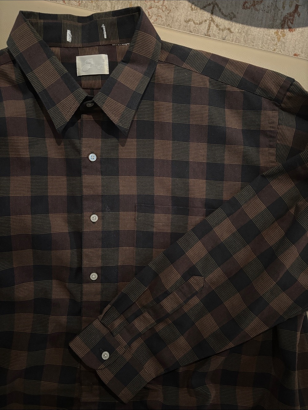 Men's Envoy Brown & Black Checked Button-Up Shirt
